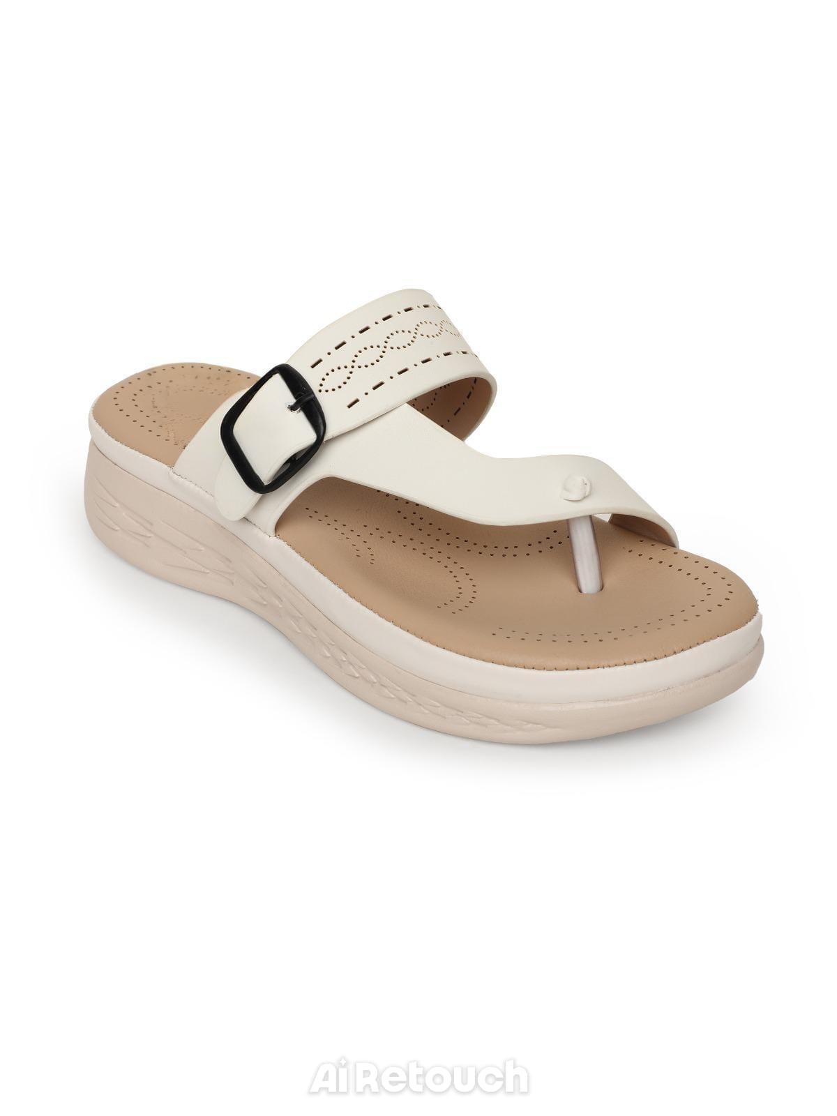 Nekmo Fashion  womens talot White   thong-wedges